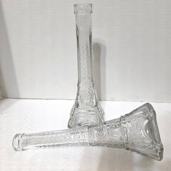 Two Eiffel Tower Decorative Glass Bottles,  Paris Decor, Bud Vase, Home Decor - Picture 9 of 10
